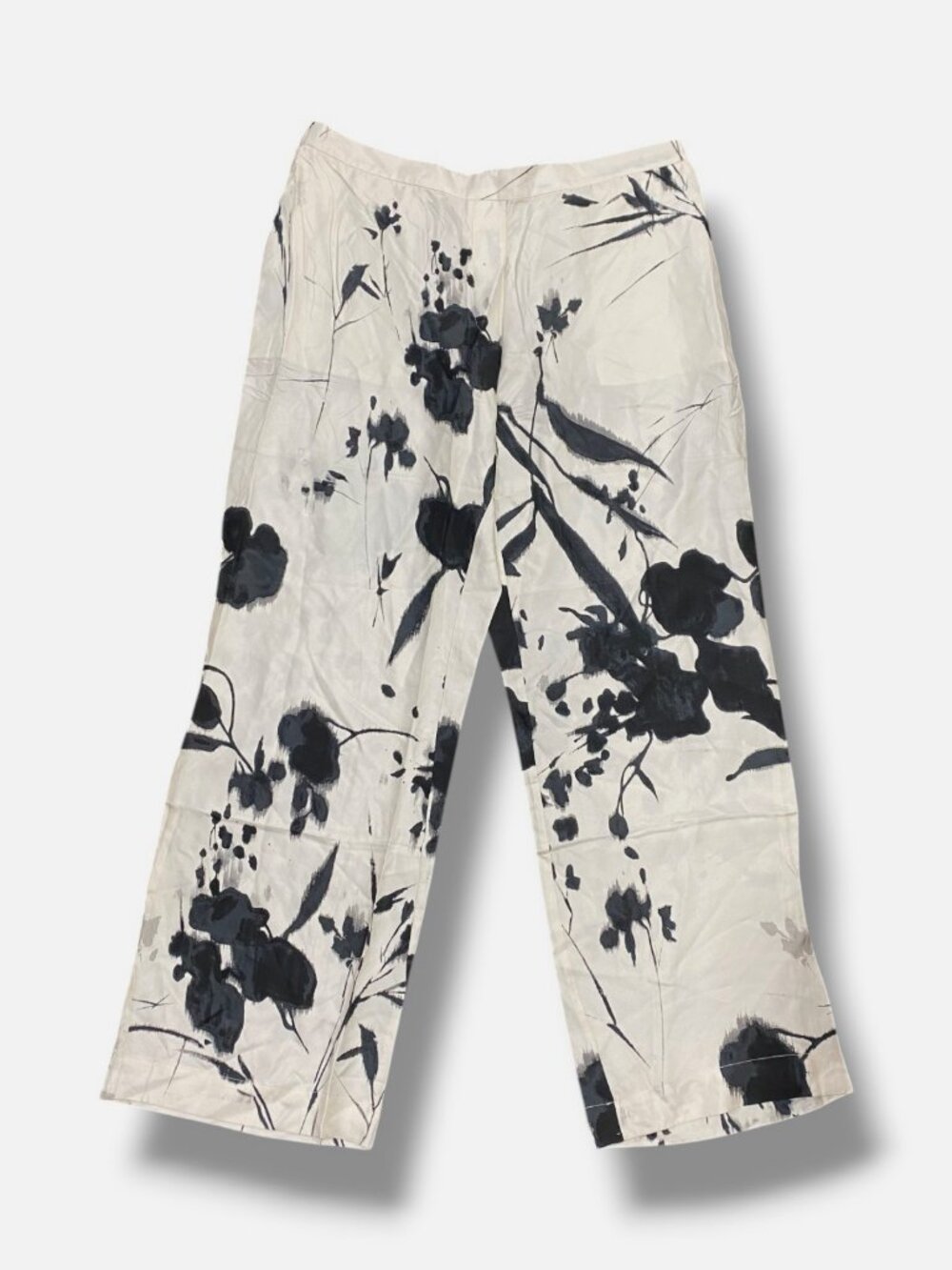 Natori Women's White Black Nara Silk Twill Pants Size XL